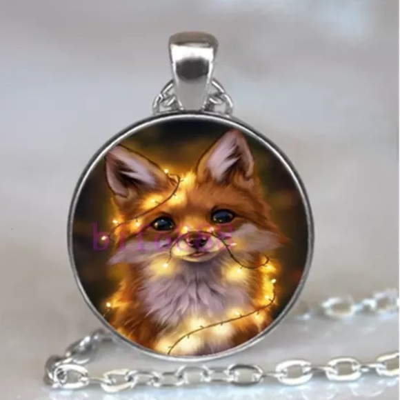 New Baby Fox In Christmas Lights Resin 